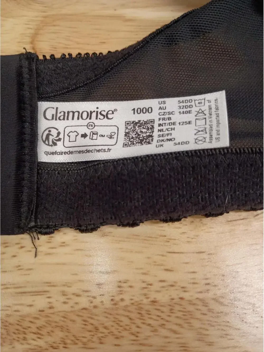 GLAMORISE MAGICTLIFT ORIGINAL WIREFREE SUPPORT BRA BLACK SIZE 54DD